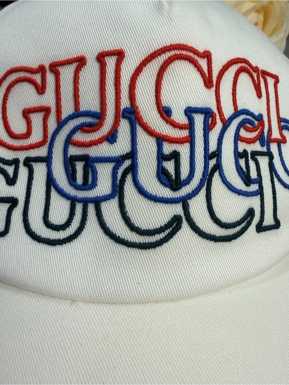 Gucci White Cotton Embroidered Logo (XL) Baseball Cap - NWT❣️Men’s —> Unisex